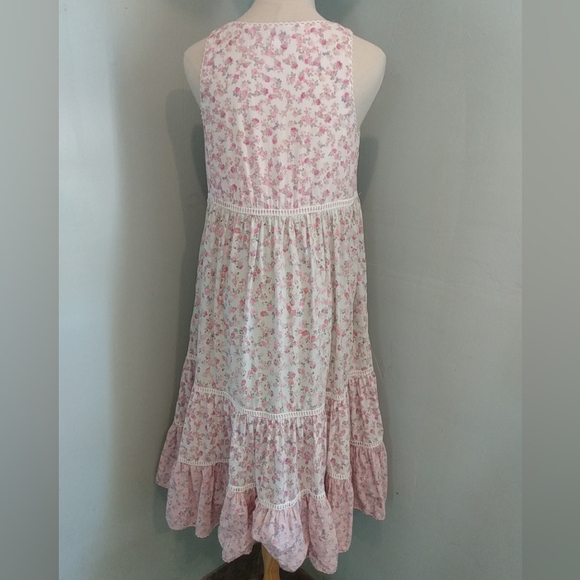 LoveShackFancy CAMILLE Petticoat Tier Floral Chic Dress Pink Patchwork Shabby XS - Picture 6 of 14